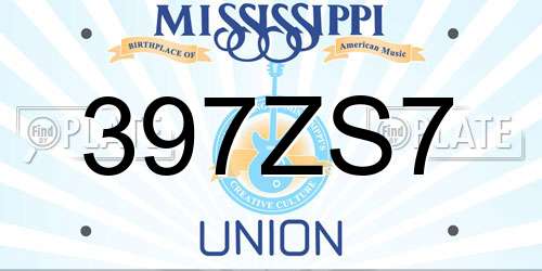 397ZS7 Mississippi License Plate
