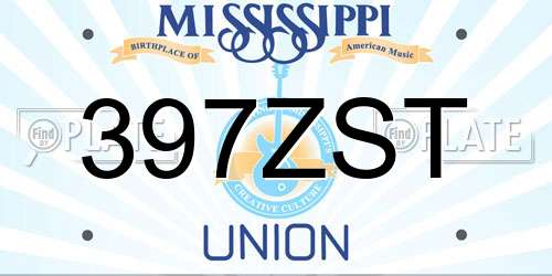 397ZST Mississippi License Plate