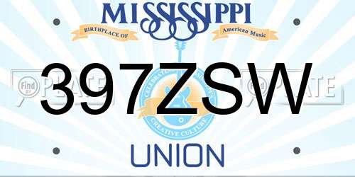 397ZSW Mississippi License Plate
