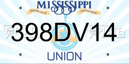 398DV14 Mississippi License Plate