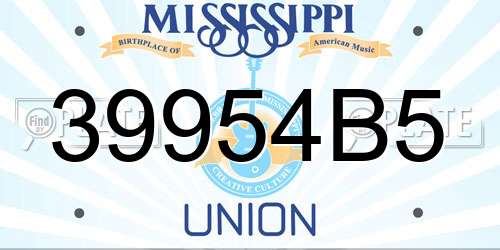 39954B5 Mississippi License Plate