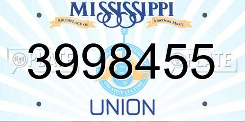 3998455 Mississippi License Plate
