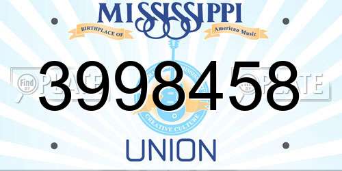 3998458 Mississippi License Plate