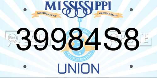 39984S8 Mississippi License Plate