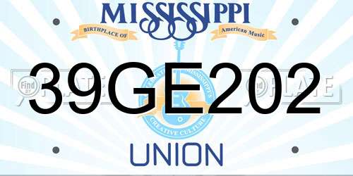 39GE202 Mississippi License Plate