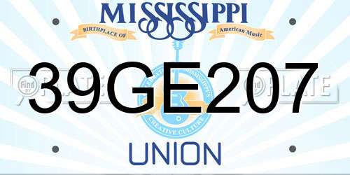 39GE207 Mississippi License Plate