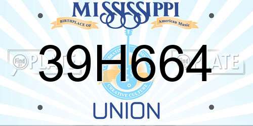 39H664 Mississippi License Plate