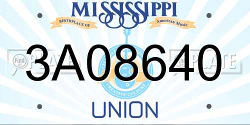 3A08640 Mississippi License Plate
