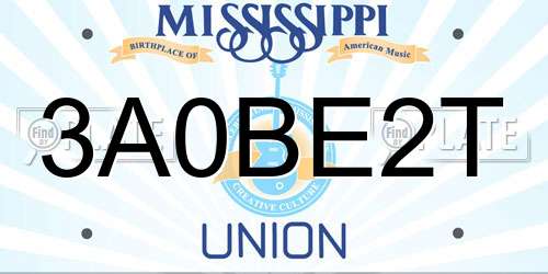 3A0BE2T Mississippi License Plate