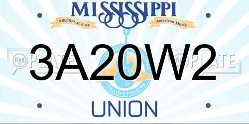 3A20W2 Mississippi License Plate
