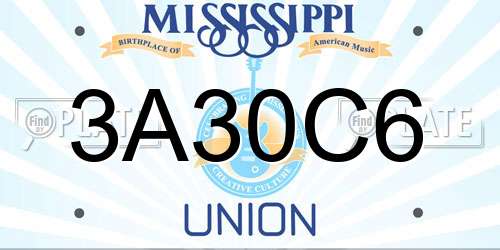 3A30C6 Mississippi License Plate