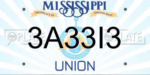 3A33I3 Mississippi License Plate