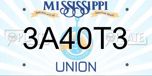 3A40T3 Mississippi License Plate