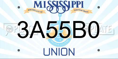 3A55B0 Mississippi License Plate