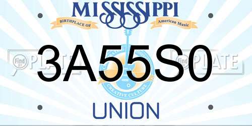 3A55S0 Mississippi License Plate