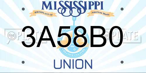 3A58B0 Mississippi License Plate
