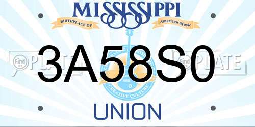 3A58S0 Mississippi License Plate