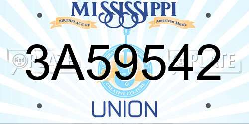 3A59542 Mississippi License Plate