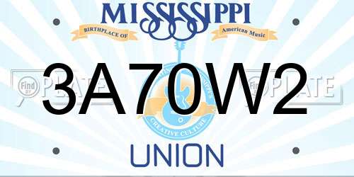 3A70W2 Mississippi License Plate