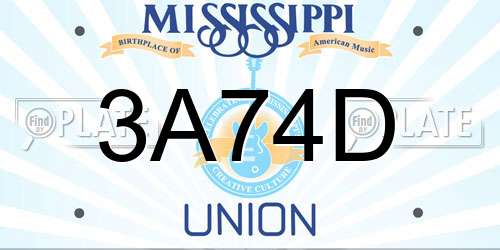 3A74D Mississippi License Plate