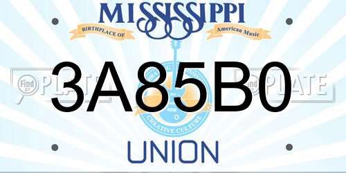 3A85B0 Mississippi License Plate