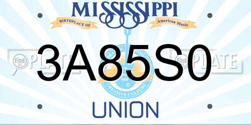 3A85S0 Mississippi License Plate