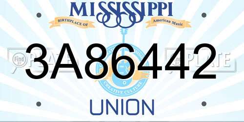 3A86442 Mississippi License Plate