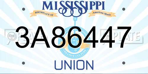 3A86447 Mississippi License Plate