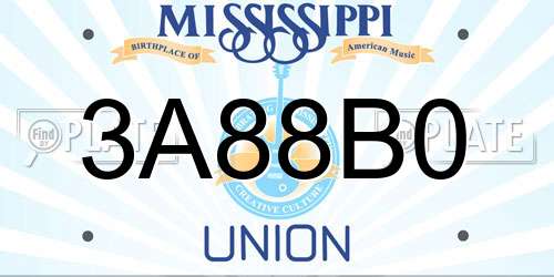 3A88B0 Mississippi License Plate