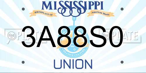 3A88S0 Mississippi License Plate