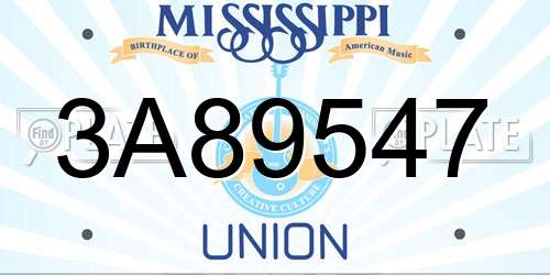 3A89547 Mississippi License Plate