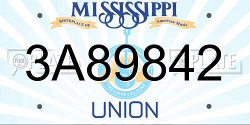 3A89842 Mississippi License Plate