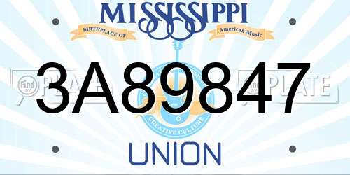 3A89847 Mississippi License Plate