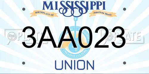 3AA023 Mississippi License Plate