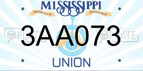 3AA073 Mississippi License Plate