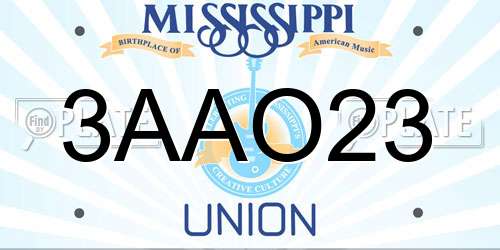 3AAO23 Mississippi License Plate