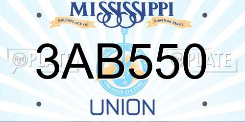3AB550 Mississippi License Plate