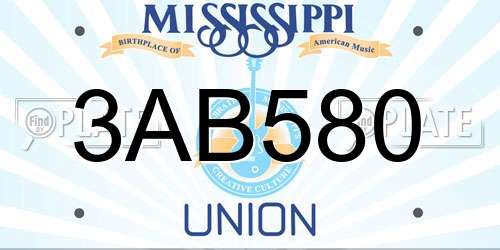 3AB580 Mississippi License Plate