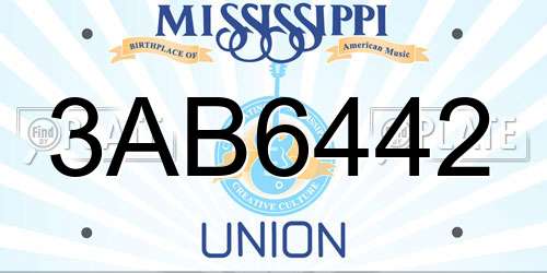 3AB6442 Mississippi License Plate
