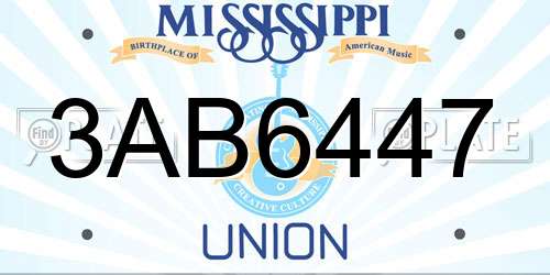 3AB6447 Mississippi License Plate