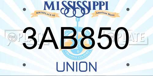 3AB850 Mississippi License Plate