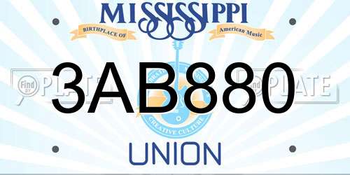 3AB880 Mississippi License Plate