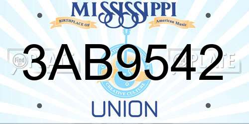 3AB9542 Mississippi License Plate