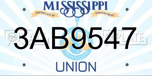 3AB9547 Mississippi License Plate