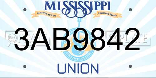 3AB9842 Mississippi License Plate
