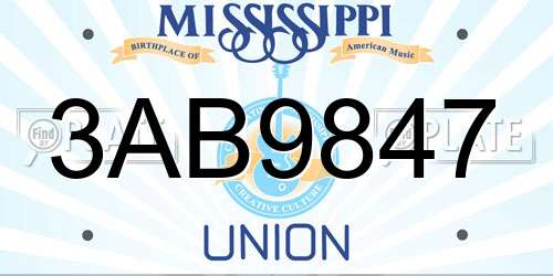 3AB9847 Mississippi License Plate