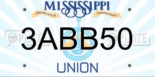 3ABB50 Mississippi License Plate