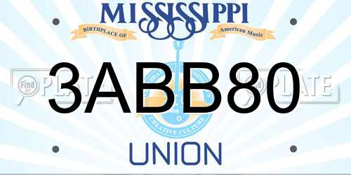 3ABB80 Mississippi License Plate