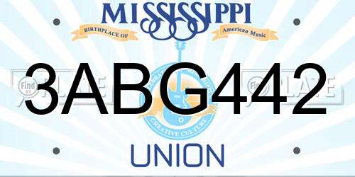 3ABG442 Mississippi License Plate