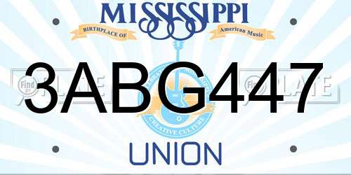 3ABG447 Mississippi License Plate